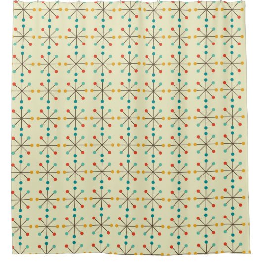 Mid-Century Modern Shower Curtain, Starburst Douchegordijn (Voorkant)