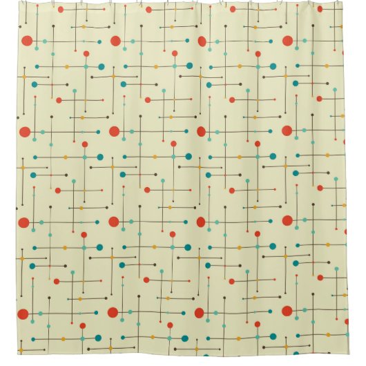 Mid-Century Modern Shower, Eames Pattern Douchegordijn (Voorkant)