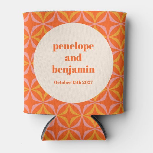 Mid Century Modern Sinaasappel aangepaste bruiloft Blikjeskoeler (Voorkant)