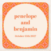 Mid Century Modern Sinaasappel aangepaste bruiloft Kartonnen Onderzetters (Voorkant)