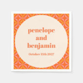 Mid Century Modern Sinaasappel aangepaste bruiloft Servet (Voorkant)