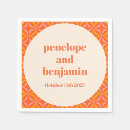 Mid Century Modern Sinaasappel aangepaste bruiloft Servet