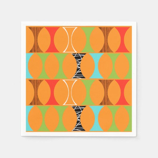Mid Century Modern Sinaasappel Patroon Papieren se Servet (Voorkant)