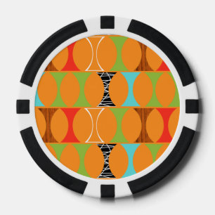 Mid Century Modern Sinaasappel Pattern Poker Chips