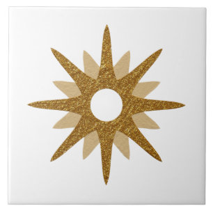 Mid-Century Modern Single Gold Starburst Groot Tegeltje