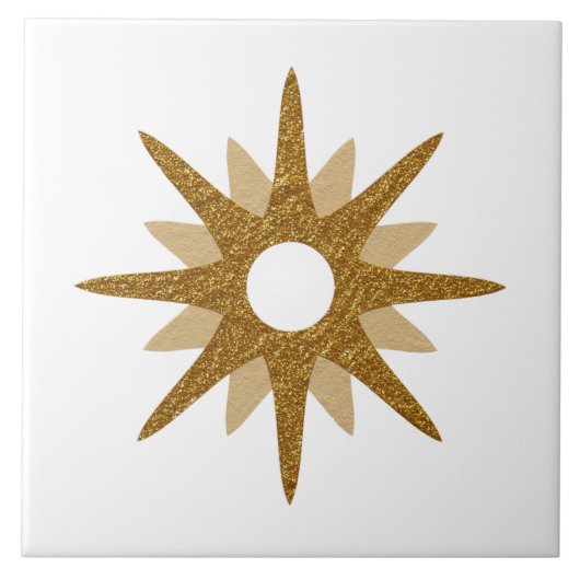 Mid-Century Modern Single Gold Starburst | Groot Tegeltje (Voorkant)