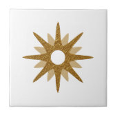 Mid-Century Modern Single Gold Starburst Tegeltje (Voorkant)