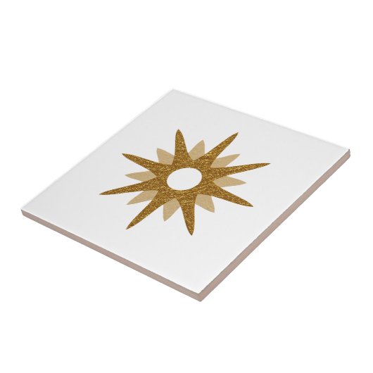 Mid-Century Modern Single Gold Starburst Tegeltje (Zijkant)