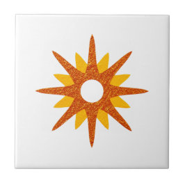 Mid-Century Modern Single Oranje Starburst Tegeltje