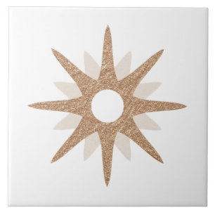 Mid-Century Modern Single Pink Starburst Groot Tegeltje