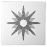 Mid-Century Modern Single Silver Starburst | Groot Tegeltje<br><div class="desc">Het moderne, geïnspireerde design uit de midden-eeuw, met één retro zilveren starst op een witte achtergrond. Eenvoudig, schoon modern design. Creëer uw eigen douanetegel door een nieuw afbeelding te uploaden, of gebruik de "bericht"knoop om de ontwerper voor hulp te contacteren. Om uw eigen ontwerp te creëer: 1. Selecteer personaliseren deze...</div>