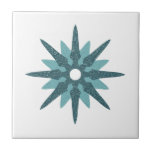 Mid-Century Modern Single Turquoise Star-ontwerp Tegeltje<br><div class="desc">Het moderne,  geïnspireerde ontwerp uit de midden-eeuw met  retro turquoise is op een witte achtergrond begonnen. Eenvoudig,  schoon modern design.</div>