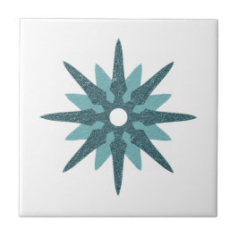 Mid-Century Modern Single Turquoise Star-ontwerp Tegeltje