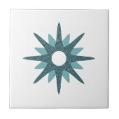 Mid-Century Modern Single Turquoise Starburst Tegeltje (Voorkant)