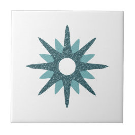 Mid-Century Modern Single Turquoise Starburst Tegeltje