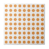 Mid-Century Modern Small Oranje Starburst Pattern Tegeltje (Voorkant)