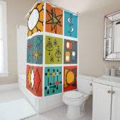 Mid-Century Modern Smorgasbord Douchegordijn (In situ)