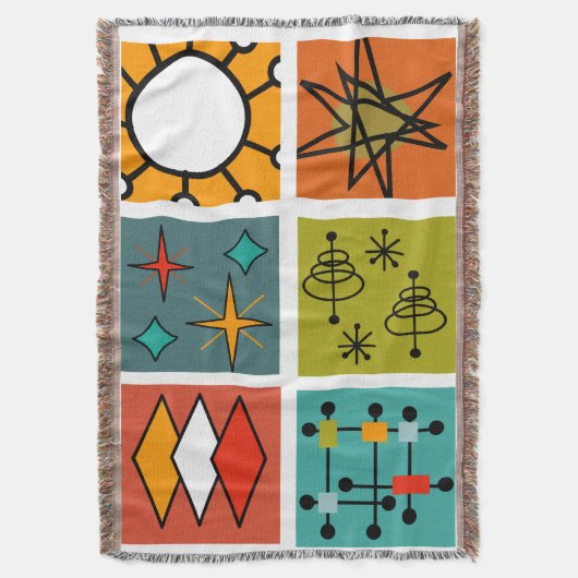 Mid-Century Modern Smorgasbord Throw Blanket Deken (Voorkant Verticaal)