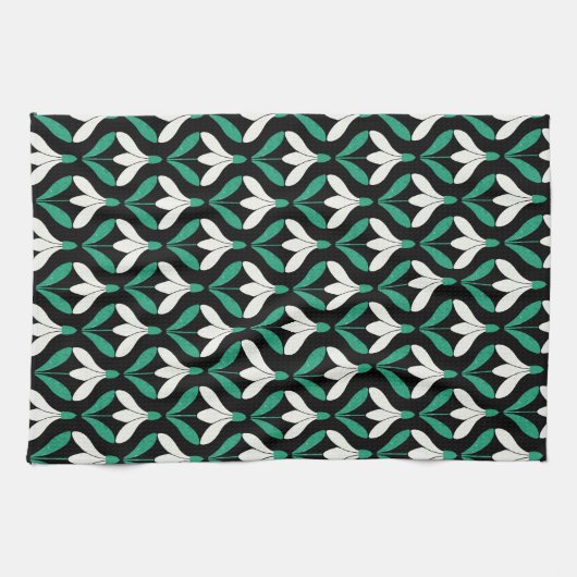 Mid Century Modern Sneeuwdruppelpatroon Theedoek (Horizontaal)