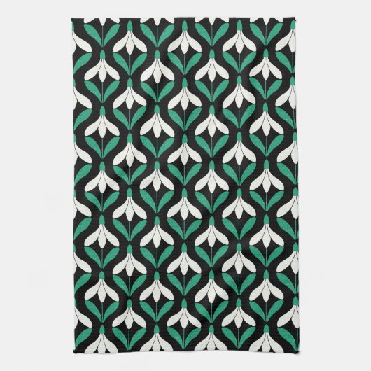 Mid Century Modern Sneeuwdruppelpatroon Theedoek (Verticaal)