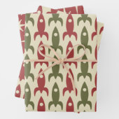 Mid Century Modern Space Age Retro 50s Kerstmis Inpakpapier Vel (In situ)