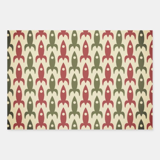Mid Century Modern Space Age Retro 50s Kerstmis Inpakpapier Vel (Voorkant)