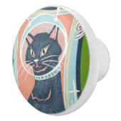 Mid Century Modern Space Kitty Keramische Knop (Rechts)