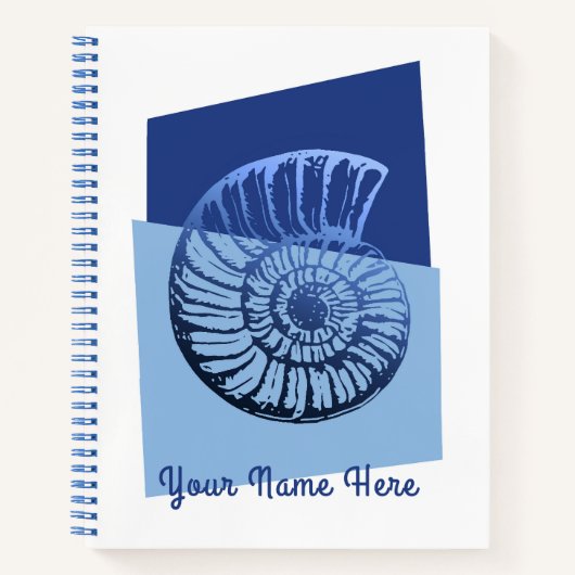 Mid-Century Modern Spiral Shell Ocean Blue Journal Notitieboek (Voorkant)