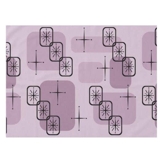 Mid Century Modern Sputnik Mauve Tafelkleed (Voorkant (Horizontaal))