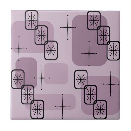 Mid Century Modern Sputnik Mauve Tegeltje (Voorkant)