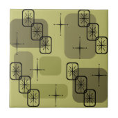 Mid Century Modern Sputnik Olive Tegeltje (Voorkant)