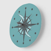 Mid Century Modern Sputnik Starburst Blauwgroen Grote Klok (Hoek)