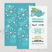 Mid-Century Modern Sputniks Engagement Party Kaart (Voorkant / Achterkant)