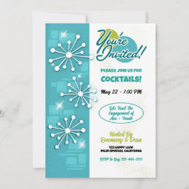 Mid-Century Modern Sputniks Engagement Party Kaart
