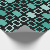 Mid Century Modern Square Columns Black Aquamarine Cadeaupapier (Hoek)