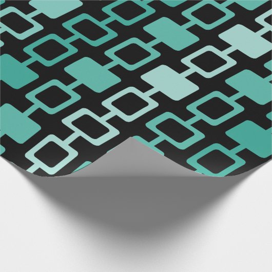 Mid Century Modern Square Columns Black Aquamarine Cadeaupapier (Hoek)