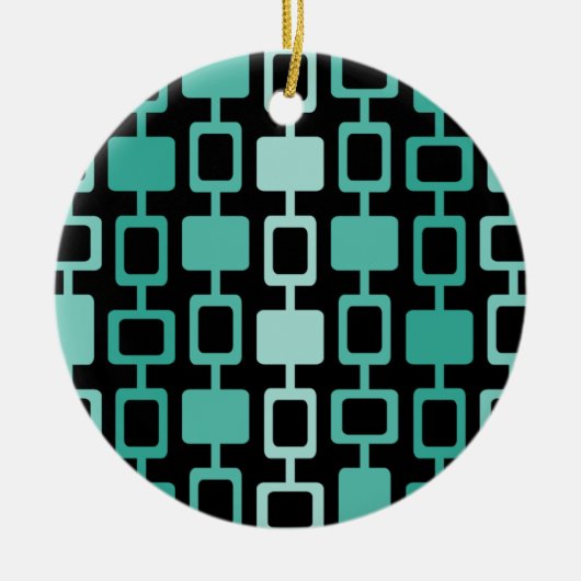 Mid Century Modern Square Columns Black Aquamarine Keramisch Ornament (Voorkant)