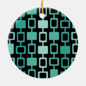 Mid Century Modern Square Columns Black Aquamarine Keramisch Ornament (Achterkant)
