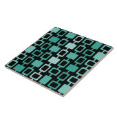 Mid Century Modern Square Columns Black Aquamarine Tegeltje (Zijkant)