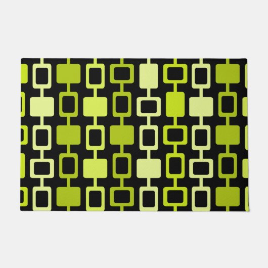 Mid Century Modern Square Columns Black Chartreuse Deurmat (Voorkant)
