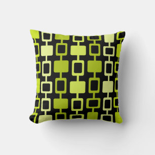 Mid Century Modern Square Columns Black Chartreuse Kussen