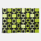 Mid Century Modern Square Columns Black Chartreuse Theedoek (Horizontaal)