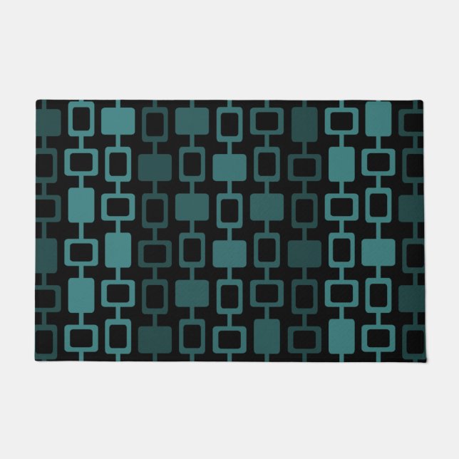 Mid Century Modern Square Kolommen Blauwgroen Deurmat (Voorkant)