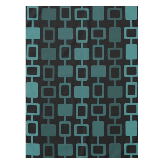 Mid Century Modern Square Kolommen Blauwgroen Tafelkleed (Voorkant)