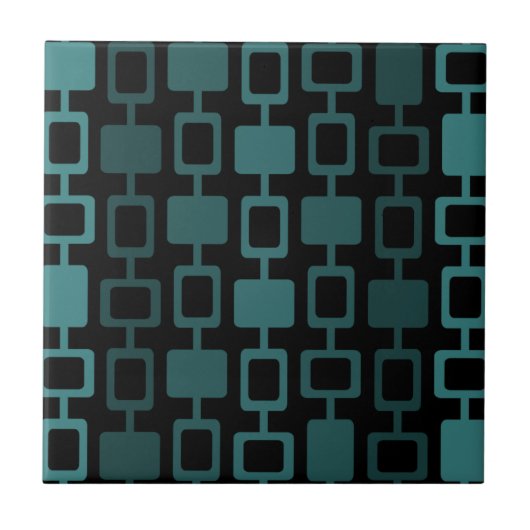 Mid Century Modern Square Kolommen Blauwgroen Tegeltje (Voorkant)