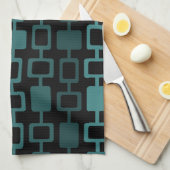 Mid Century Modern Square Kolommen Blauwgroen Theedoek (Quarter Fold)