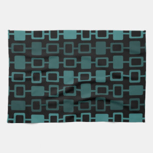 Mid Century Modern Square Kolommen Blauwgroen Theedoek