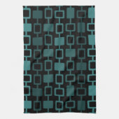 Mid Century Modern Square Kolommen Blauwgroen Theedoek (Verticaal)