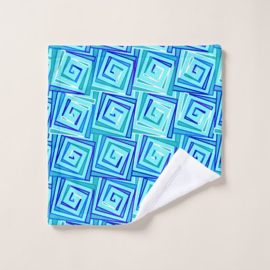 Mid-Century Modern Square Spirals, Aqua Multi Bad Handdoek (Wasdoekje)