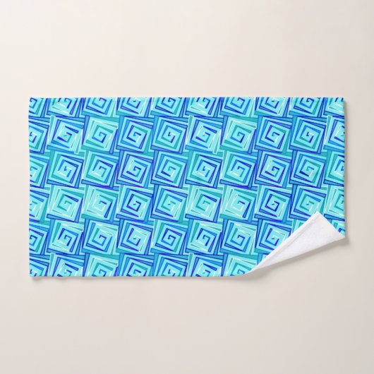 Mid-Century Modern Square Spirals, Aqua Multi Bad Handdoek (Handdoek)